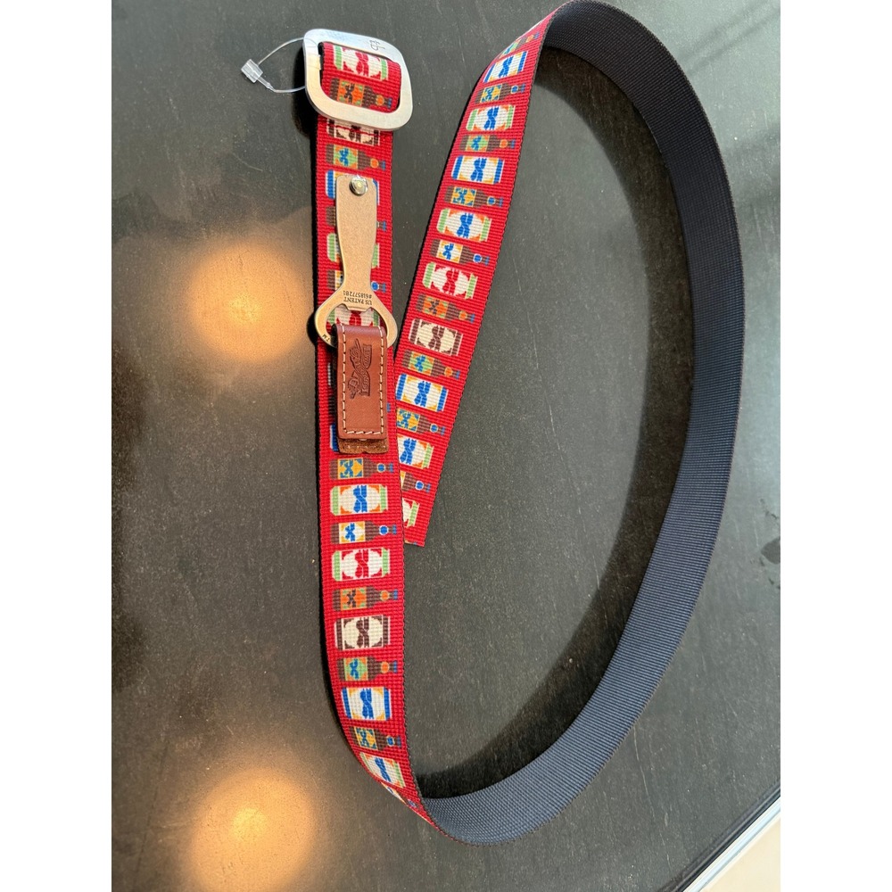 Thomas Bates Belt Red Woven Pattern Bottle Opener Buckle Two Roads Brewery‎